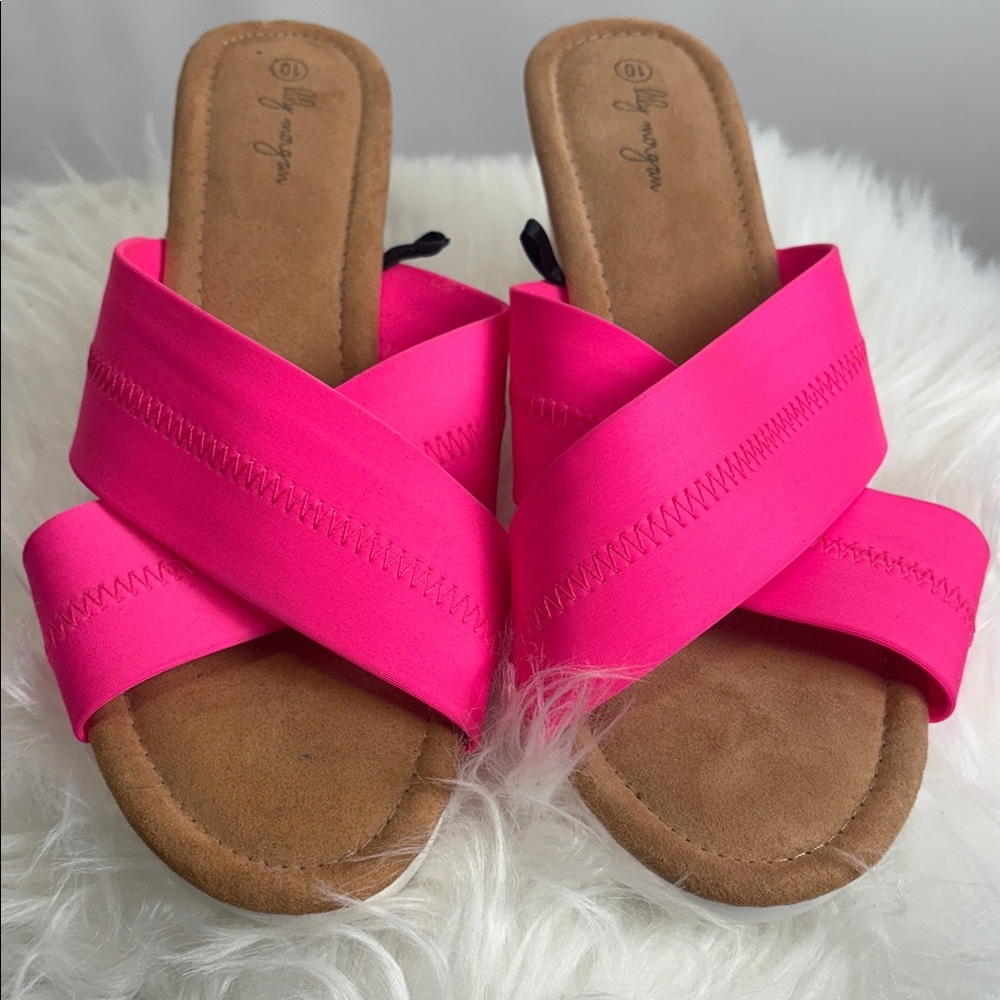 Bright Pink Crisscross Sandals